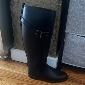 Black Women's Tall Riding Boots - Classic Buckle Detail